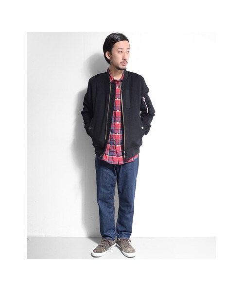 URBAN RESEARCH（アーバンリサーチ）の「RED SEAM　MELTON BEAVER MA-1（ジャケット/アウター・メンズ・BLACK/GRAY・L/M）」の6枚目の写真