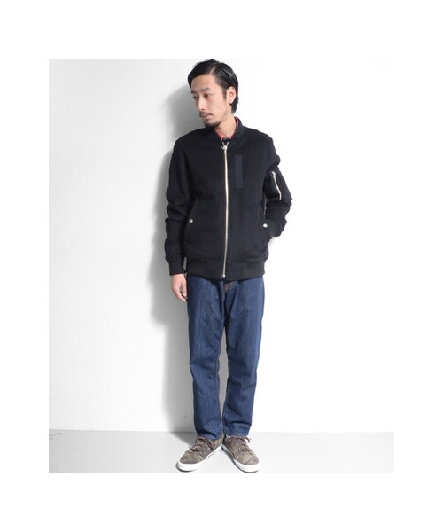 URBAN RESEARCH（アーバンリサーチ）の「RED SEAM　MELTON BEAVER MA-1（ジャケット/アウター・メンズ・BLACK/GRAY・L/M）」の5枚目の写真