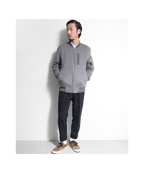 URBAN RESEARCH（アーバンリサーチ）の「RED SEAM　MELTON BEAVER MA-1（ジャケット/アウター・メンズ・BLACK/GRAY・L/M）」の3枚目の写真