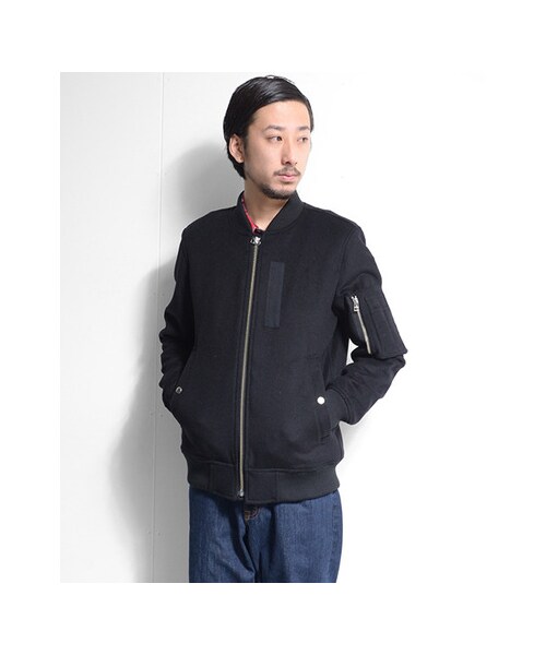URBAN RESEARCH（アーバンリサーチ）の「RED SEAM　MELTON BEAVER MA-1（ジャケット/アウター・メンズ・BLACK/GRAY・L/M）」の7枚目の写真
