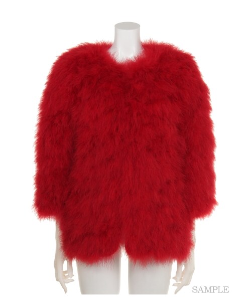 lilLilly(リルリリー)の「フェザーファーコート(ジャケット/アウター・レディース・RED/PINK/BEIGE・FREE)」の11枚目の写真