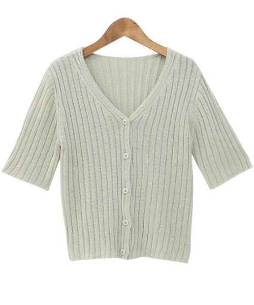 Dailyabout（デイリーアバウト）の「Vネックリブカーディガン（カーディガン/ボレロ・レディース・ブルー/その他/ブラック・FREE）」の3枚目の写真