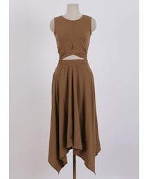 D&B By DABAGIRL | アンバランスヘムノースリーブワンピース(ワンピース)