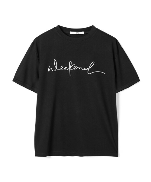 GRL（グレイル）の「筆記体ロゴTシャツ（Tシャツ/カットソー・レディース・オフホワイト/ブラック/ベージュ・F）」の2枚目の写真