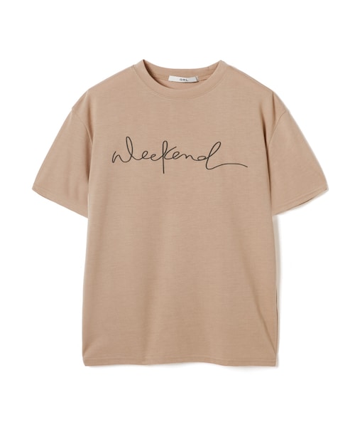 GRL（グレイル）の「筆記体ロゴTシャツ（Tシャツ/カットソー・レディース・オフホワイト/ブラック/ベージュ・F）」の3枚目の写真