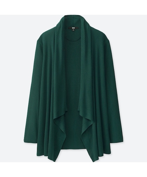 UNIQLO（ユニクロ）の「リブドレープカーディガン（長袖）（ニット/セーター・レディース・BLACK 09/WINE 18/DARK GREEN 58/GRAY 03・S/M/L）」の3枚目の写真
