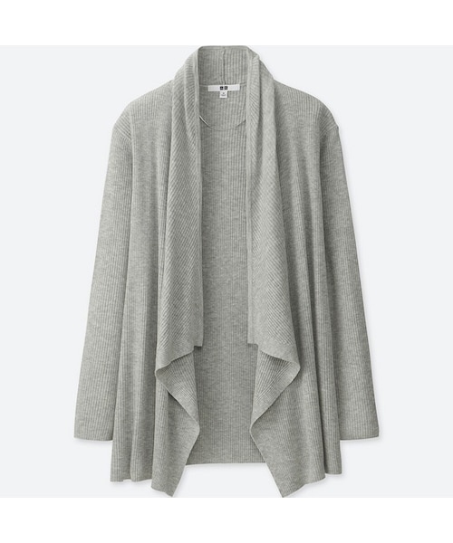 UNIQLO（ユニクロ）の「リブドレープカーディガン（長袖）（ニット/セーター・レディース・BLACK 09/WINE 18/DARK GREEN 58/GRAY 03・S/M/L）」の2枚目の写真