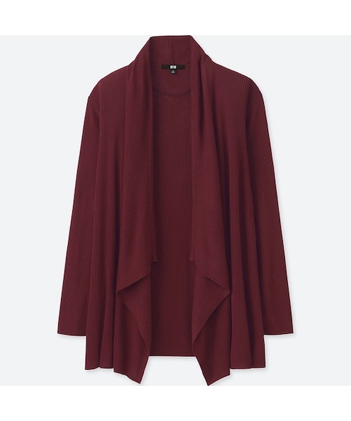 UNIQLO（ユニクロ）の「リブドレープカーディガン（長袖）（ニット/セーター・レディース・BLACK 09/WINE 18/DARK GREEN 58/GRAY 03・S/M/L）」の4枚目の写真