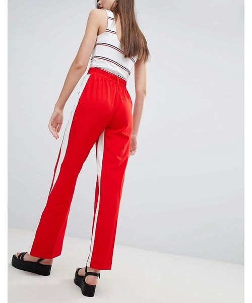 Zara black trousers with red and white stripe | Vinted