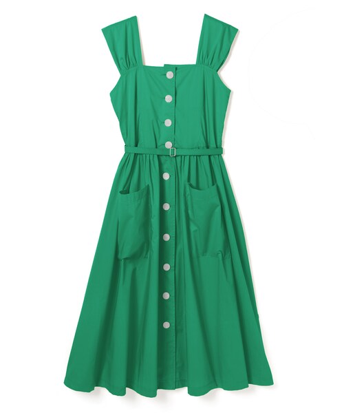 GRL（グレイル）の「ベルト付前ボタンエプロンワンピース（ワンピース・レディース・イエロー/グリーン・M）」の2枚目の写真