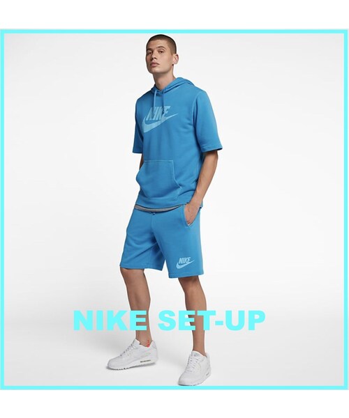 Nike ナイキ の 大人気 ナイキセットアップ ロゴ半袖フーディー ショーツ スニーカー Wear