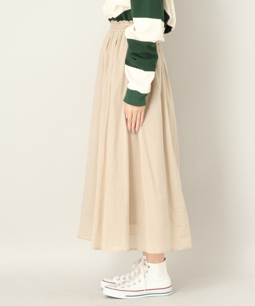 LOWRYS FARM（ローリーズファーム）の「コットンボイルギャザースカート（スカート・ベージュ/カーキ/パープル）」の4枚目の写真