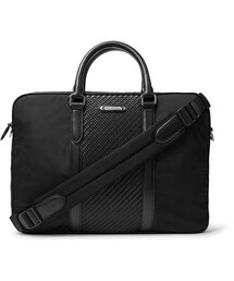 ZEGNA | Ermenegildo Zegna Nylon And Pelle Tessuta Leather Briefcase(ビジネスバッグ)
