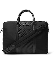 ZEGNA | Ermenegildo Zegna Nylon And Pelle Tessuta Leather Briefcase(ビジネスバッグ)