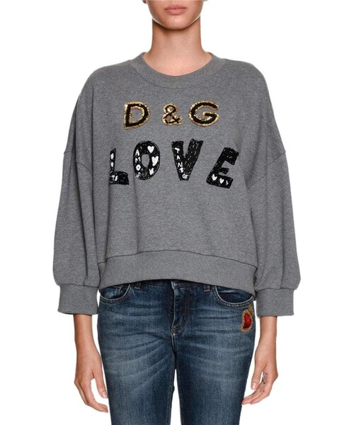Dolce&Gabbana】スエットシャツ DGロゴ グレー コットン 星
