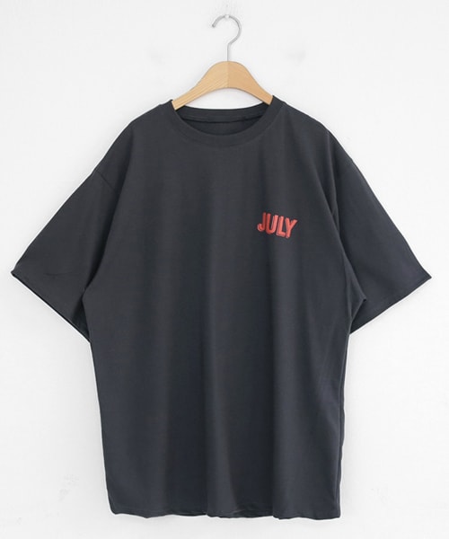 DHOLIC（ディーホリック）の「JULYバックレタリングTシャツ（Tシャツ/カットソー・レディース・ホワイト/グレー・FREE）」の2枚目の写真