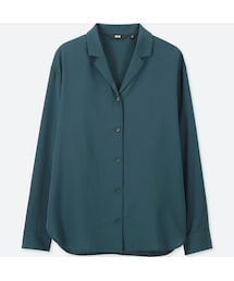 UNIQLO | レーヨンエアリーオープンカラーブラウス（長袖）(シャツ/ブラウス)