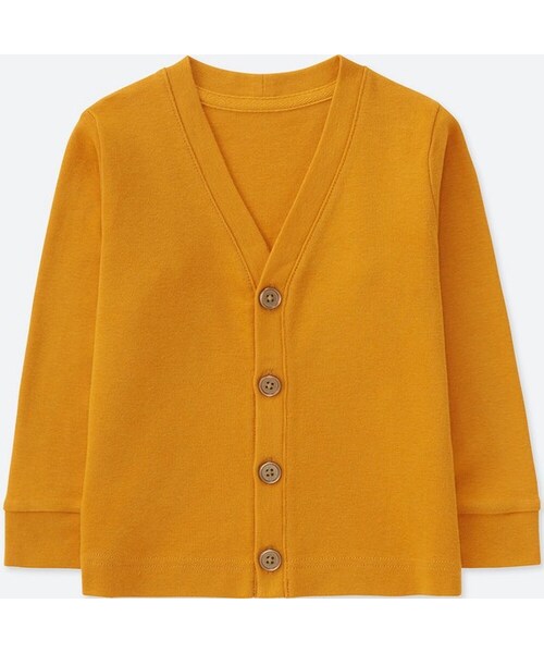 UNIQLO（ユニクロ）の「コットンVネックカーディガン（長袖）（その他トップス・キッズ・BLUE 68/YELLOW 48/GRAY 04・100/110/80/90）」の3枚目の写真