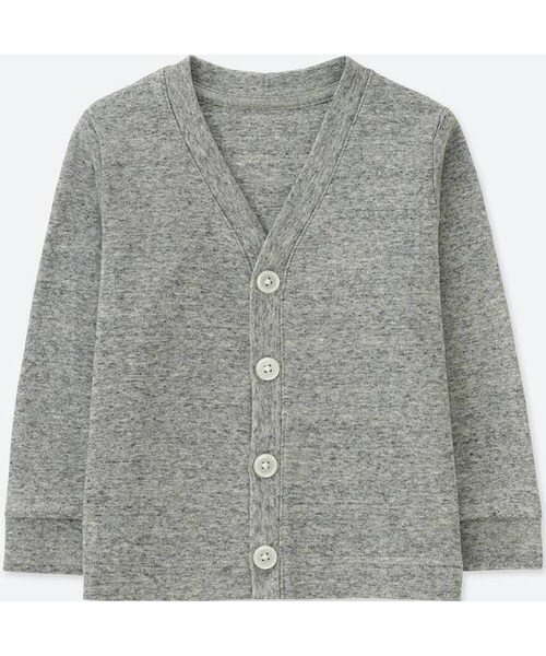 UNIQLO（ユニクロ）の「コットンVネックカーディガン（長袖）（その他トップス・キッズ・BLUE 68/YELLOW 48/GRAY 04・100/110/80/90）」の2枚目の写真