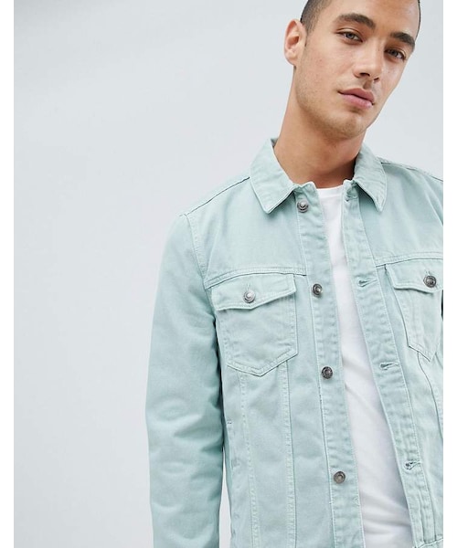 Bershka（ベルシュカ）の「Bershka Join Life Denim Jacket In Mint（ジャケット/アウター・メンズ・Green・XL/M/S/L）」の3枚目の写真