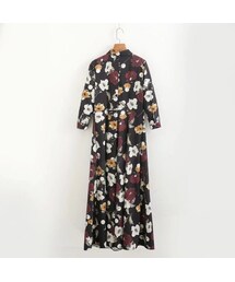 ZARAザラチェック花柄刺繍シャツワンピースベルト羽織にも 新作ZARAザラチェック花柄プリントシャツワンピース羽織にも