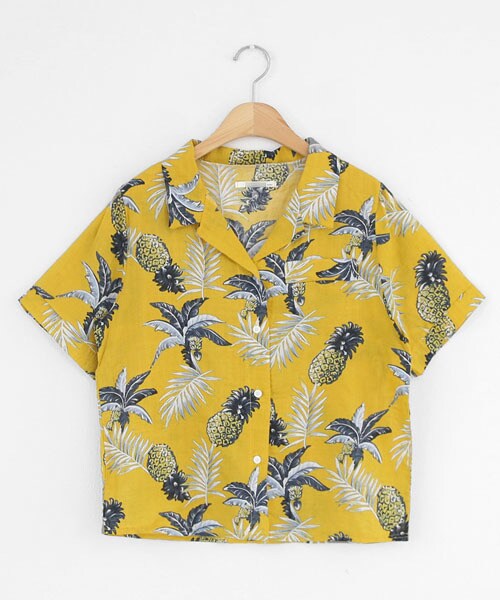 DHOLIC（ディーホリック）の「トロピカルオープンカラーシャツ（シャツ/ブラウス・レディース・ブルー/ホワイト/イエロー・FREE）」の3枚目の写真