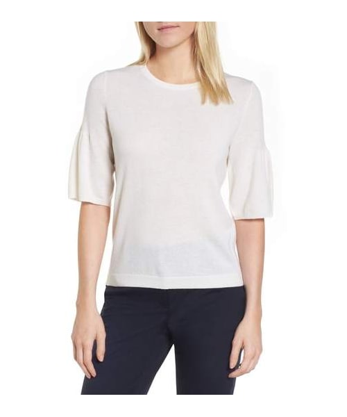 Nordstrom（ノードストロム）の「Nordstrom Signature Ruffled Sleeve Cashmere Sweater（ニット/セーター・レディース・Blue/White・X-small/Small/Large/X-large/Medium）」の2枚目の写真
