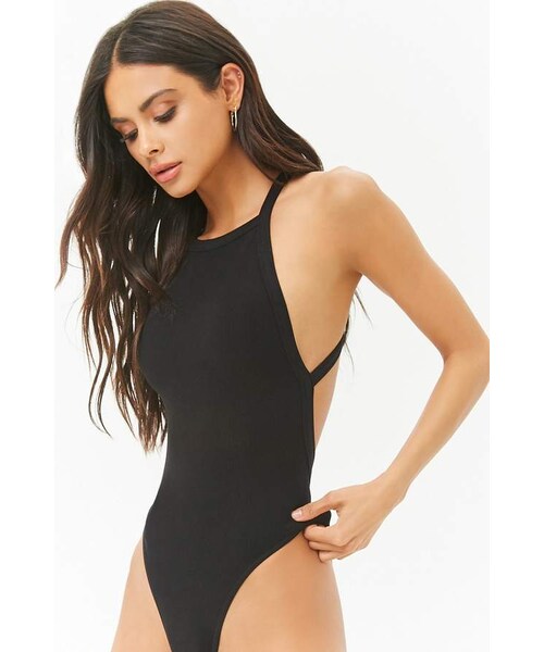 FOREVER 21(フォーエバー トゥエンティーワン)の「Forever 21 Crisscross-Back Bodysuit(その他アンダーウェア/インナー・レディース・Black/White/Orange・Xs/s/Med/lg)」の1枚目の写真