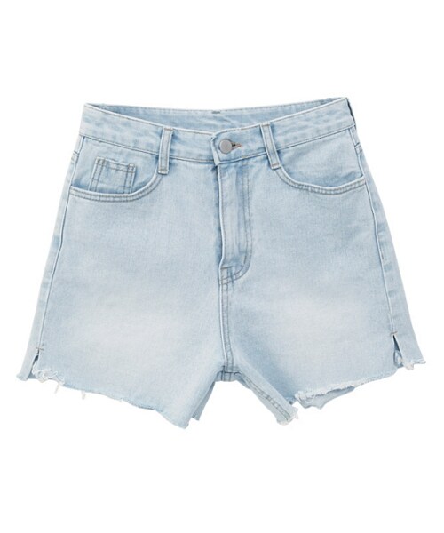 Dailyabout（デイリーアバウト）の「ハイウエストカットオフデニムショートパンツ（デニムパンツ・レディース・ブルー/その他・S/M/L）」の2枚目の写真