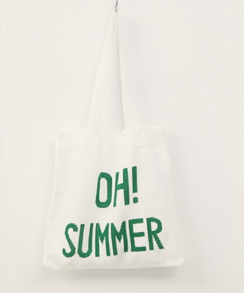 Dailyabout(デイリーアバウト)の「レタリングニットバッグ(トートバッグ・レディース・ホワイト/ベージュ・FREE)」の1枚目の写真