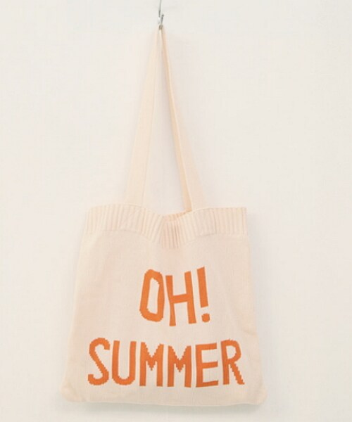 Dailyabout(デイリーアバウト)の「レタリングニットバッグ(トートバッグ・レディース・ホワイト/ベージュ・FREE)」の2枚目の写真