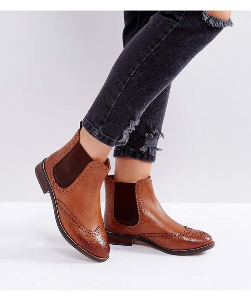 Quentons Leather Chelsea Flat Ankle Boots