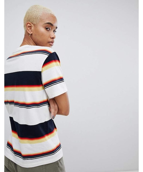 Carhartt（カーハート）の「Carhartt WIP Logo T-Shirt In Stripe（Tシャツ/カットソー・レディース・Sunder stripe・XS/L/S/M）」の4枚目の写真