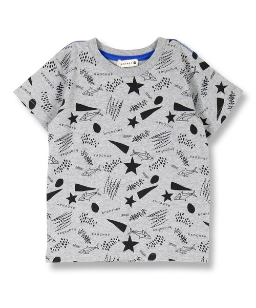 BRANSHES（ブランシェス）の「総柄ロゴ半袖Tシャツ（Tシャツ/カットソー・キッズ・オフホワイト/杢グレー・80～130）」の2枚目の写真