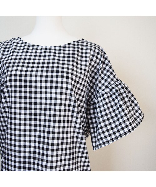 no brand（ノーブランド）の「【SALE】2WAYギンガムチェックフレアスリーブOP（ワンピース・レディース・その他）」の7枚目の写真