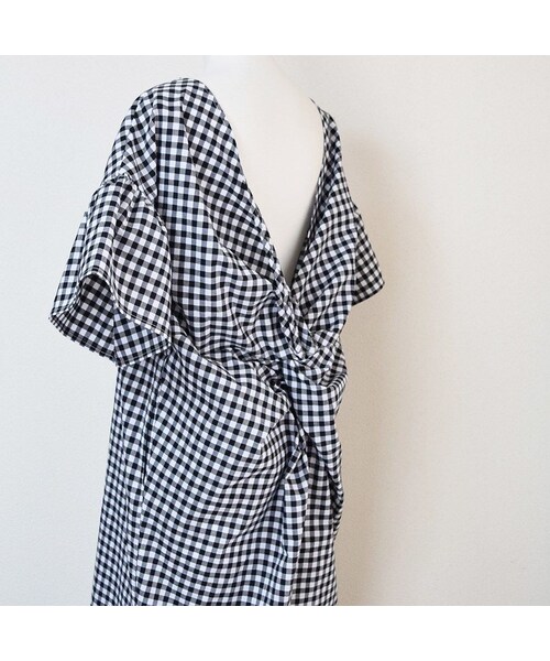 no brand（ノーブランド）の「【SALE】2WAYギンガムチェックフレアスリーブOP（ワンピース・レディース・その他）」の8枚目の写真