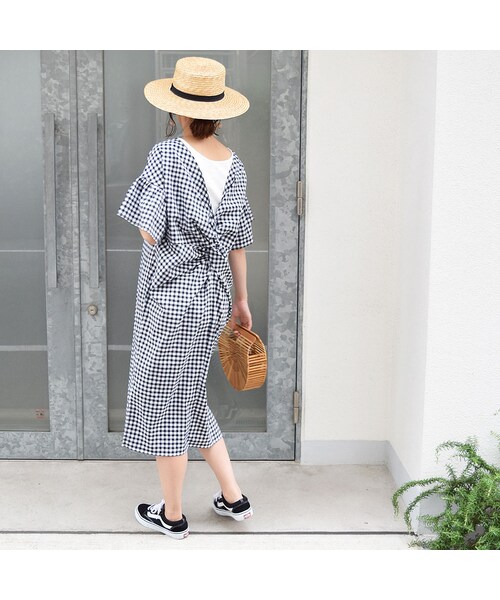 no brand（ノーブランド）の「【SALE】2WAYギンガムチェックフレアスリーブOP（ワンピース・レディース・その他）」の3枚目の写真
