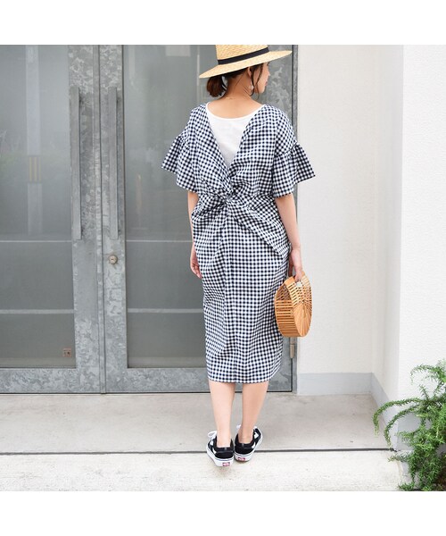 no brand（ノーブランド）の「【SALE】2WAYギンガムチェックフレアスリーブOP（ワンピース・レディース・その他）」の14枚目の写真