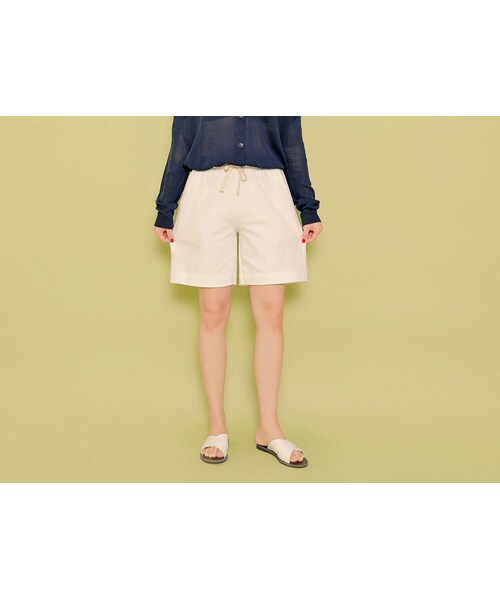 HOTPING（ホッピン）の「ウエストストリングショートパンツ（その他パンツ・レディース・ライトカーキ/デニム/ホワイト/グレー/ブラック/ベージュ・フリーサイズ(XS-L)	）」の2枚目の写真
