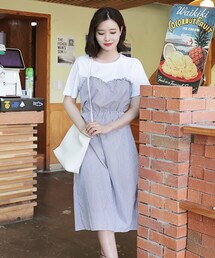 DHOLIC | ストライプコントラストワンピース(ワンピース)