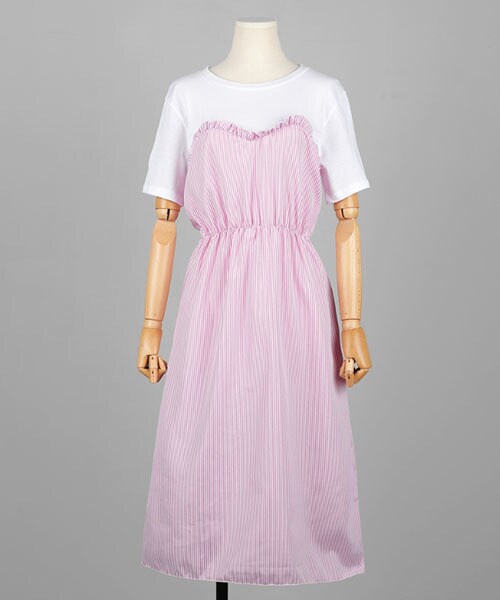 DHOLIC（ディーホリック）の「ストライプコントラストワンピース（ワンピース・レディース・ブルー/ピンク/その他・FREE）」の2枚目の写真