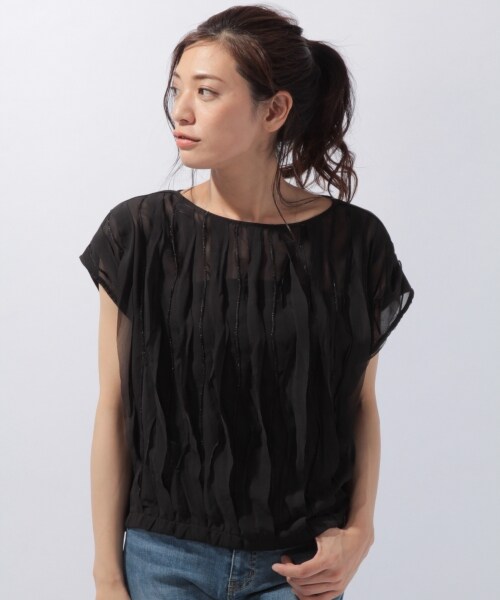 laboratory work（ラボラトリーワーク）の「デザインシフォンプルオーバー（トップス・ホワイト/ブラック/グレー）」の2枚目の写真