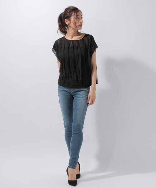 laboratory work（ラボラトリーワーク）の「デザインシフォンプルオーバー（トップス・ホワイト/ブラック/グレー）」の6枚目の写真