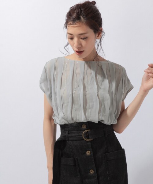 laboratory work（ラボラトリーワーク）の「デザインシフォンプルオーバー（トップス・ホワイト/ブラック/グレー）」の8枚目の写真