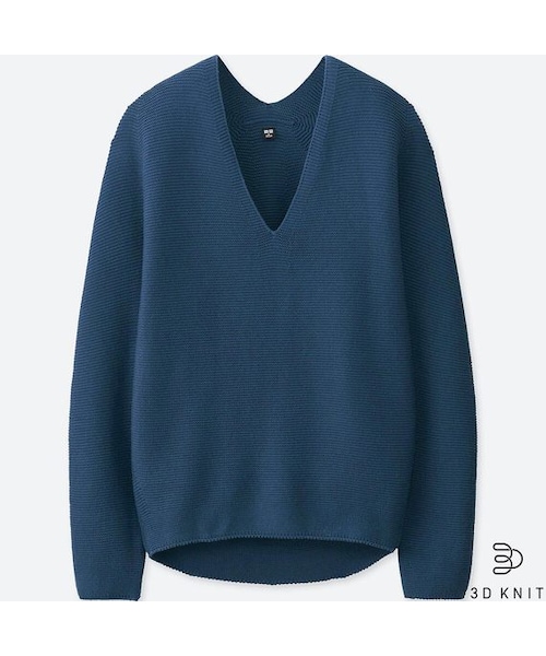 UNIQLO（ユニクロ）の「3Dコットンコクーンセーター（長袖）（ニット/セーター・レディース・ORANGE 26/BLACK 09/BLUE 68/PINK 11/OFF WHITE 01・XL/XS/M/L/S/XXL）」の4枚目の写真