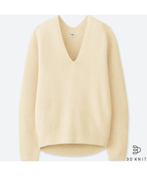 UNIQLO（ユニクロ）の「3Dコットンコクーンセーター（長袖）（ニット/セーター・レディース・ORANGE 26/BLACK 09/BLUE 68/PINK 11/OFF WHITE 01・XL/XS/M/L/S/XXL）」の2枚目の写真