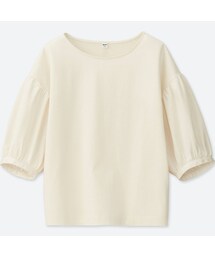 UNIQLO | マーセライズコットンギャザースリーブT（5分袖）(Tシャツ/カットソー)