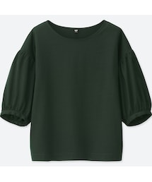 UNIQLO | マーセライズコットンギャザースリーブT（5分袖）(Tシャツ/カットソー)