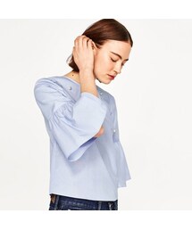ZARA ザラ♡パール付きブラウス パフスリーブ ブラウス L ザラ ZARA パール付きブラウス - メルカリ