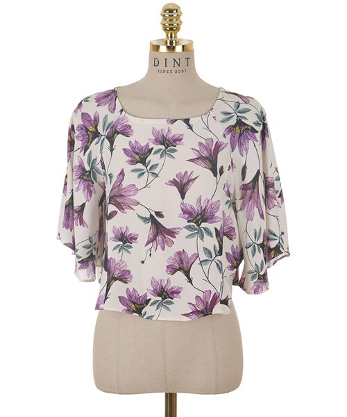 DINT（ディント）の「ネイチャーブロッサムブラウス（シャツ/ブラウス・レディース・블랙/화이트・one(44~66size)）」の2枚目の写真